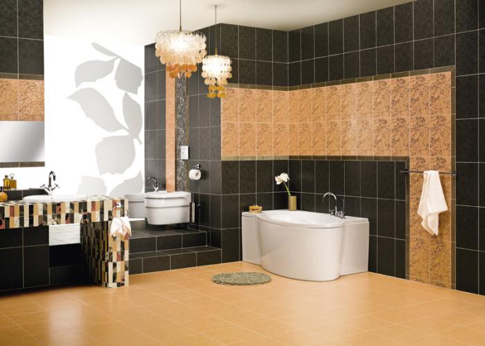 Дизайн маленькой ванной комнаты. Плитка для ванной Cersanit. Коллекция Liryka