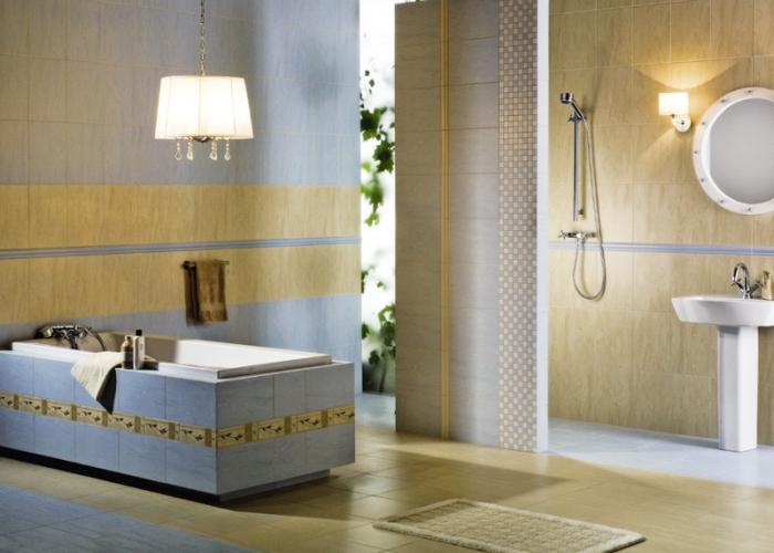 Дизайн ванной комнаты в бежевом цвете. Плитка для ванной Cersanir. Коллекция Madea
