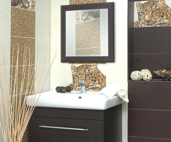 Дизайн ванной комнаты в черно-белом цвете. Керамическая плитка для ванной Cersanit