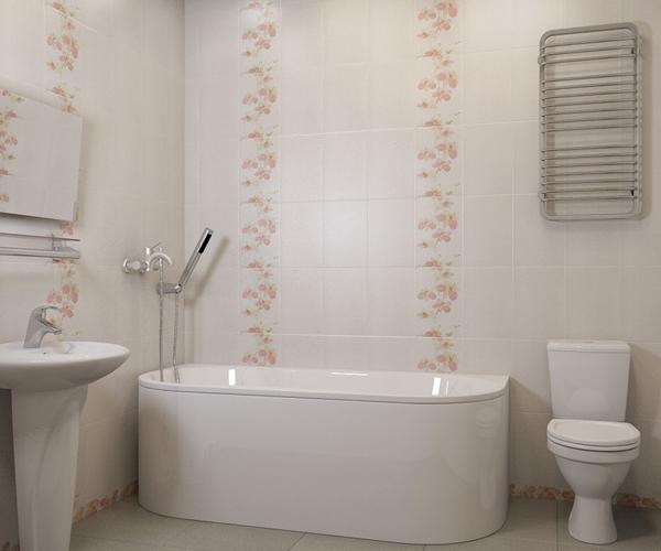 Дизайн ванной комнаты в бежевом цвете. Керамическая плитка для ванной Уралкерамика