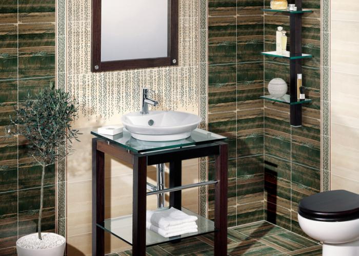 Дизайн интерьера необычной ванной комнаты. Плитка для ванной Атем. Коллекция Tayga