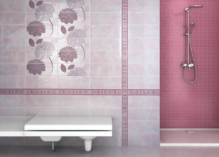 Дизайн ванной в розовом цвете. Плитка для ванной Kerama Marazzi. Скандинавская коллекция